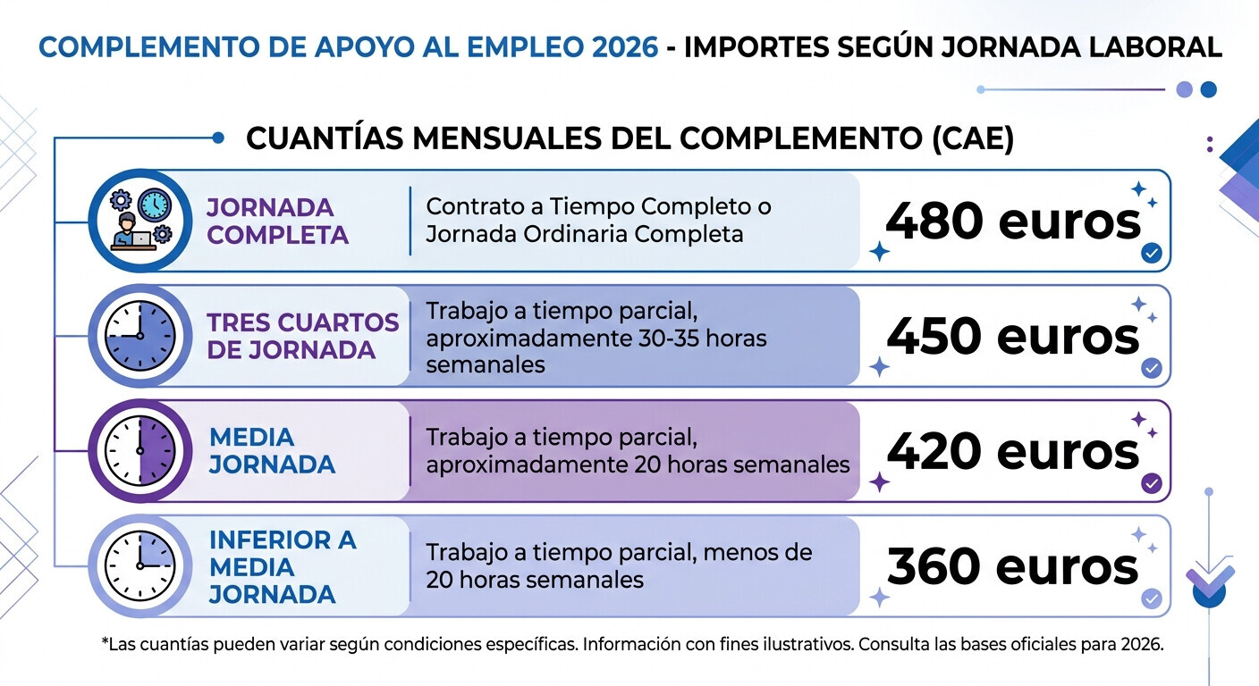 Ejemplo real de nómina con Complemento de Apoyo al Empleo CAE activo - base de retención IRPF y cotización SS