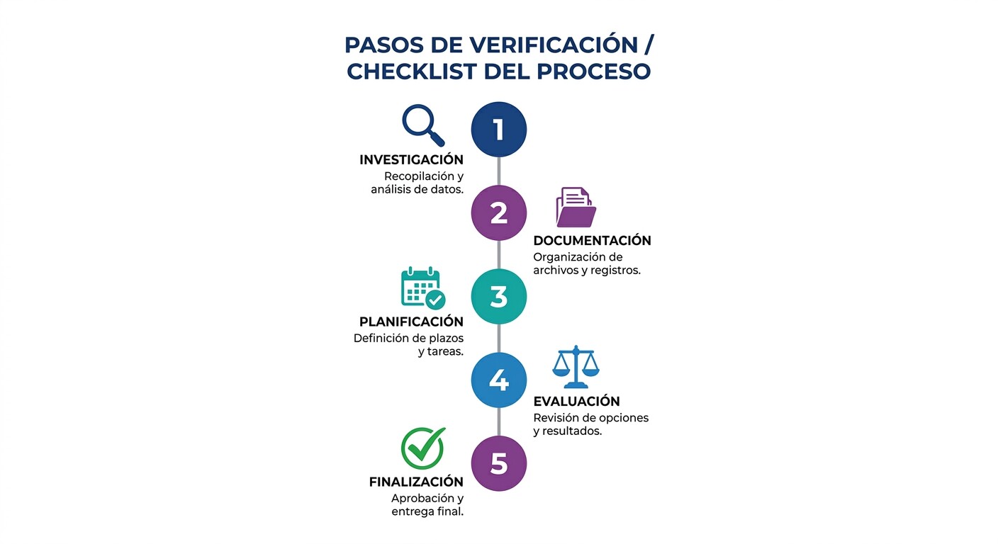 Lista de verificación con los cinco pasos del protocolo para auditar saldos de IVA a compensar en una cartera de clientes