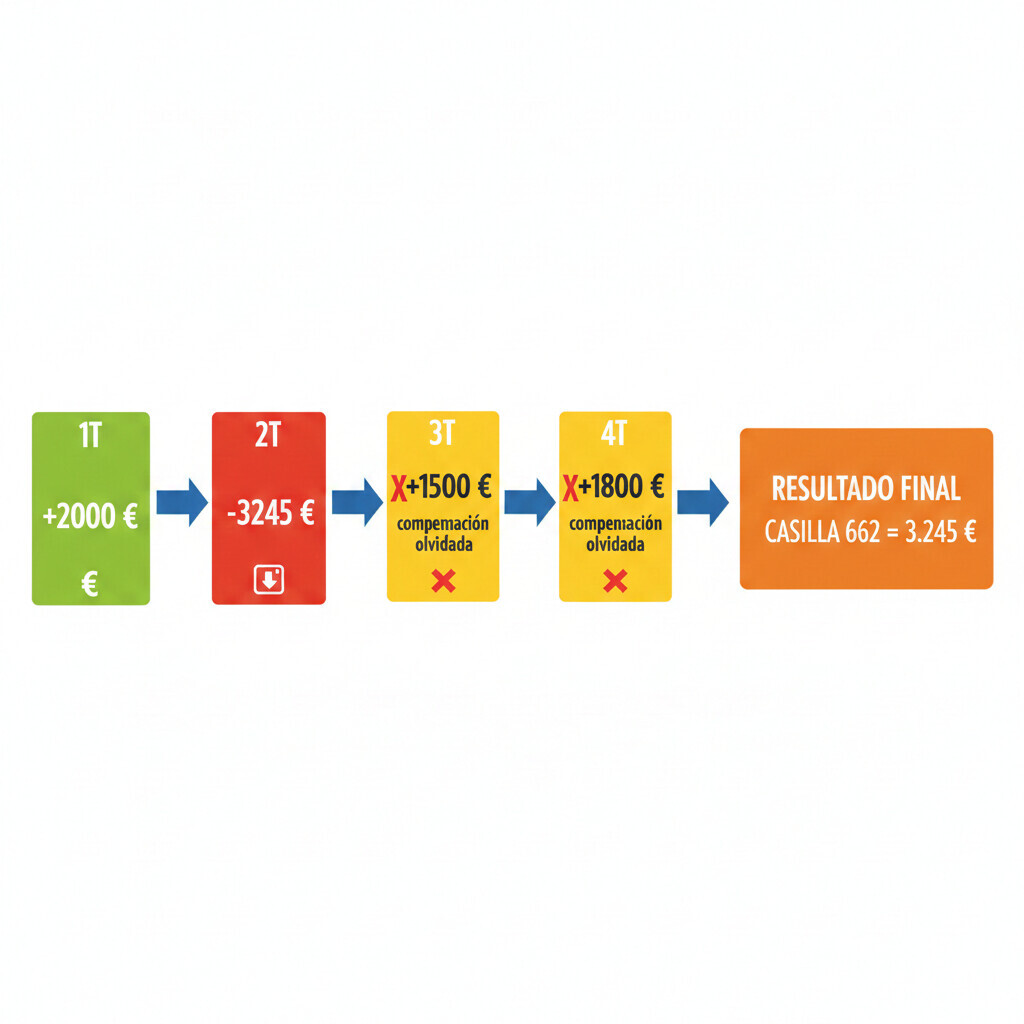Diagrama flujo proceso rectificación modelo 303 paso a paso desde identificar error hasta presentar 390 corregido con iconos y flechas