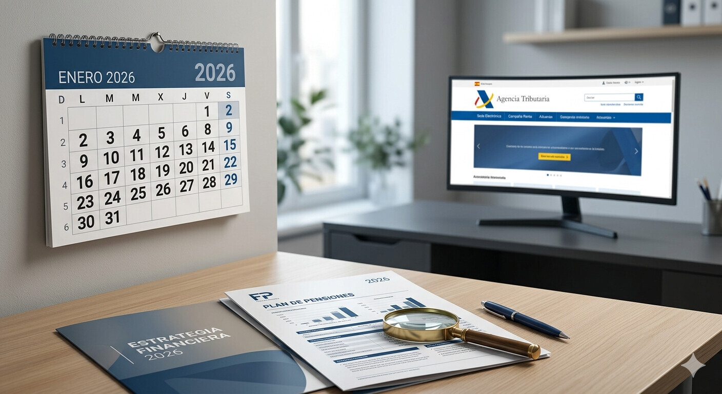 Calendario visual con los años de apertura de liquidez de planes de pensiones en España: 2025 aportaciones 2015, 2026 aportaciones 2016, 2027 aportaciones 2017