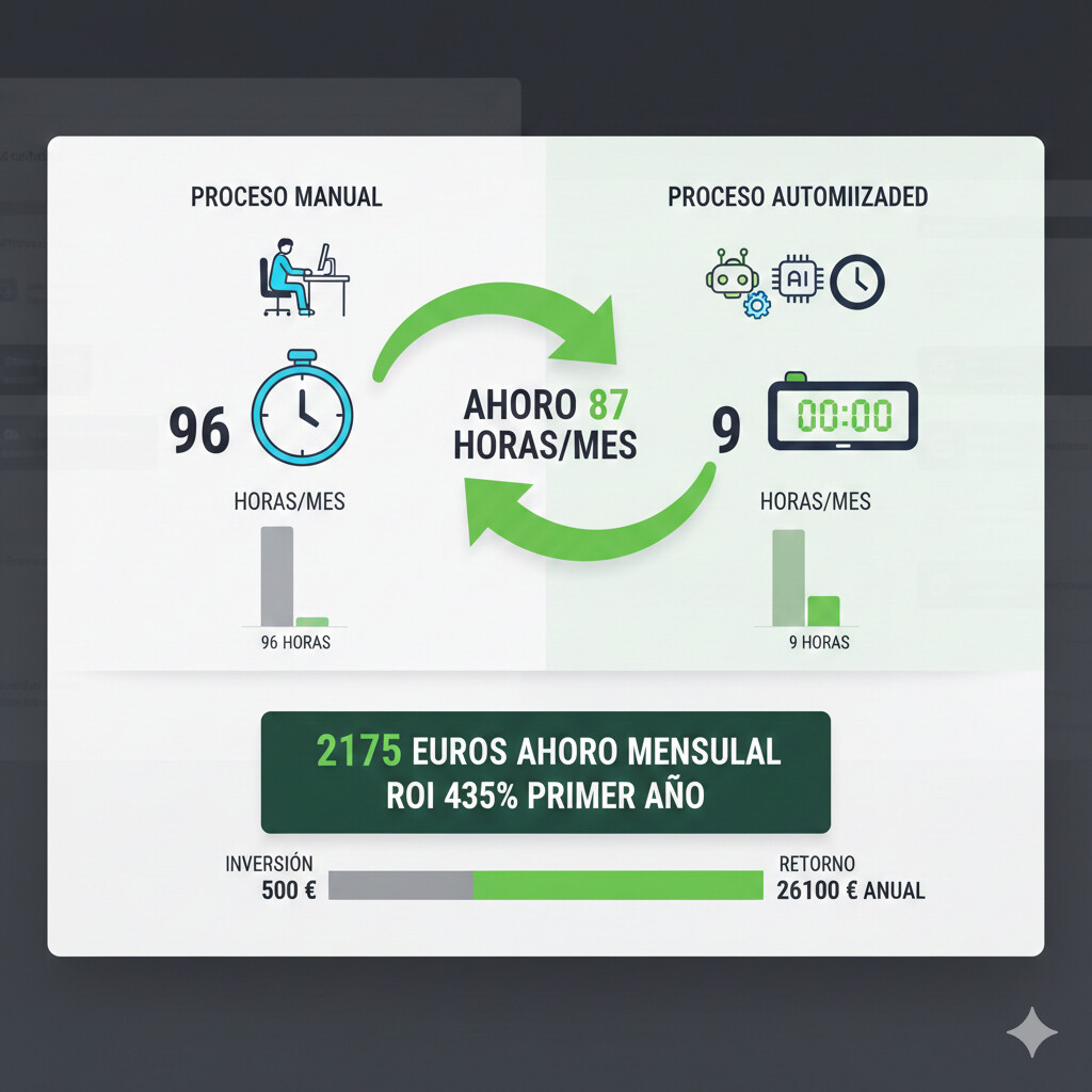 Gráfico de barras mostrando la reducción de llamadas y horas recuperadas por gestorías que implantaron un portal de cliente digital