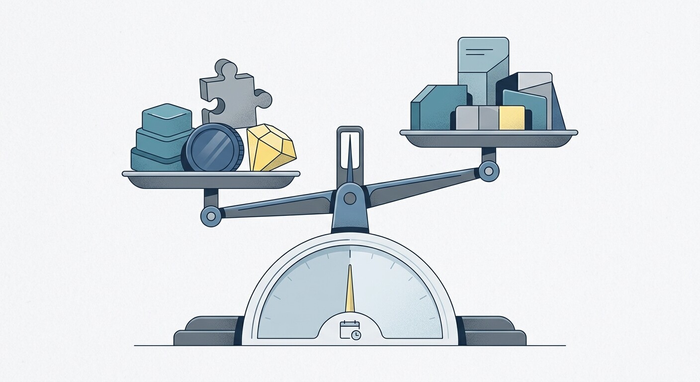Balanza que compara los cuatro modelos de precio de una API de software de gestoría: incluida, plan intermedio, recargo por cliente y clave facturable