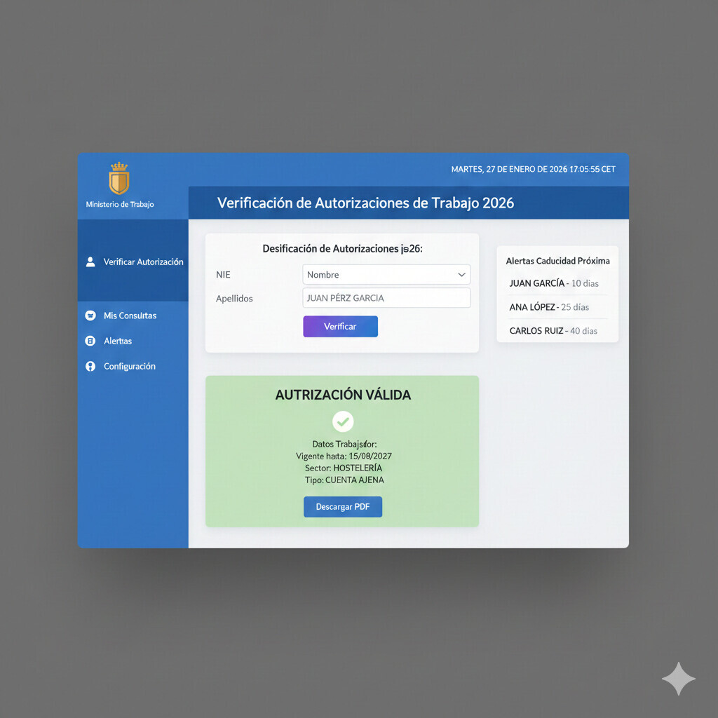 Infografía comparativa mostrando las diferencias visuales entre NIE (número), TIE (tarjeta física) y Autorización de Trabajo (permiso administrativo), con ejemplos de documentos reales y qué verifica cada uno